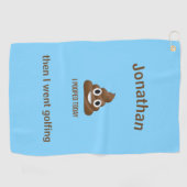 PersonaIfied I Pooped Today Poo Emoji on Blue ゴルフタオル (横)