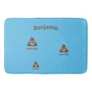 PersonaIfied I Pooped Today Poo Emoji on Blue バスマット