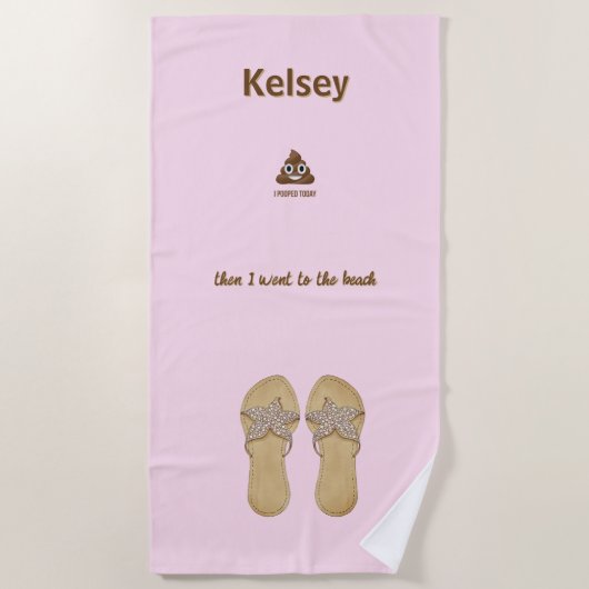 PersonaIfied I Pooped Today Poo Emoji on Blue ビーチタオル (正面)