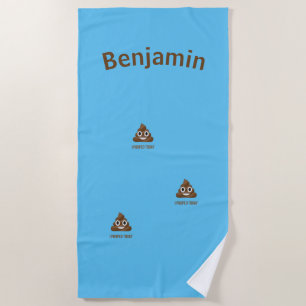 PersonaIfied I Pooped Today Poo Emoji on Blue ビーチタオル