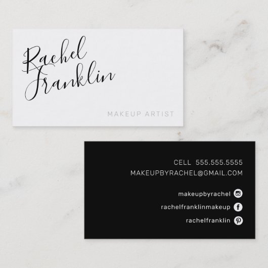 PERSONALスクリプト名シックモダンプレーン白黒 名刺 (正面/裏面)