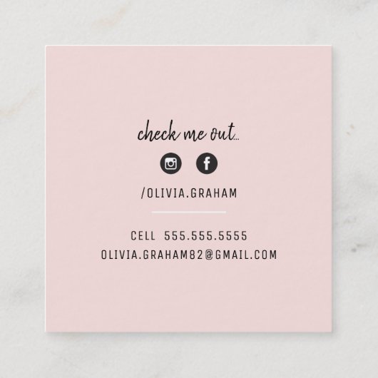 PERSONAL 連絡キュイ縁ど淡い色の赤面ピンクブラック スクエア名刺 (裏面)