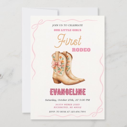 Personal 1st Rodeo Wild West birthday party 招待状 (正面)