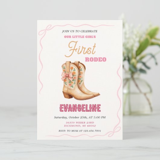 Personal 1st Rodeo Wild West birthday party 招待状 (スタンド正面)