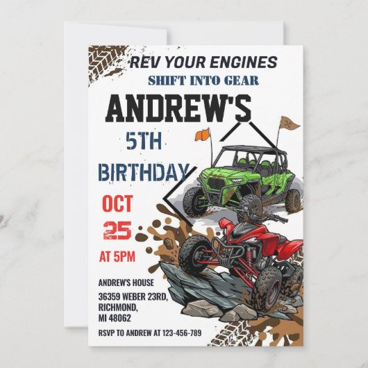 Personal 4 Wheeler ATV Birthday Party  for boy 招待状 (正面)