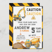 Personal A Contemporary Construction Birthday Bash 招待状 (正面/裏面)