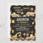 Personal A Modern Construction Birthday Party 招待状 (正面)