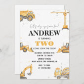 Personal A Modern Construction Boy Digger Birthday 招待状 (正面/裏面)