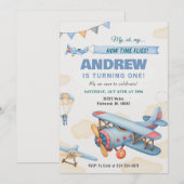 Personal Airplane Boy 1st Birthday for KID 招待状 (正面/裏面)