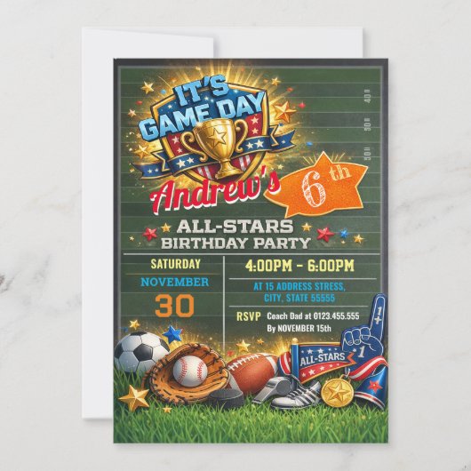 Personal All Star Birthday For kid Invitation  招待状 (正面)
