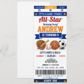 Personal All Star Sport Birthday Ticket for kid 招待状 (正面/裏面)