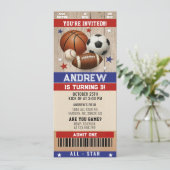 Personal All Stars Sports Ticket Birthday 招待状 (スタンド正面)