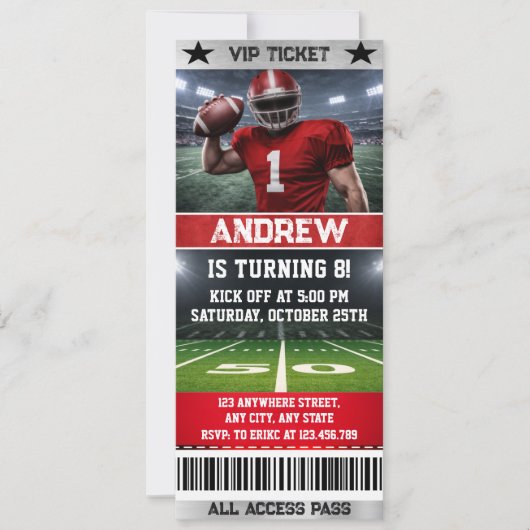 Personal American Football Game Ticket birthday 招待状 (正面)