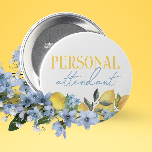Personal Attendant Lemon Bridal Shower Button 缶バッジ