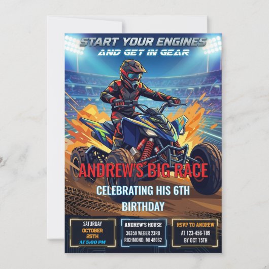 Personal ATV Birthday Party Invitation  招待状 (正面)