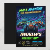Personal ATV Neon Race Birthday Party 招待状 (正面/裏面)