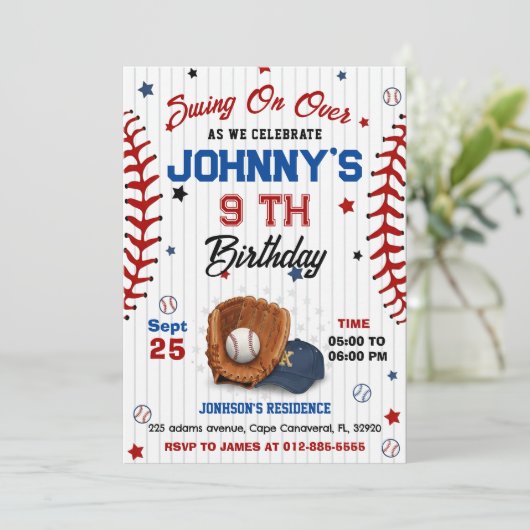 Personal Baseball Birthday Invitation 招待状 (スタンド正面)