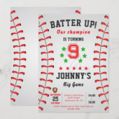 Personal Baseball Birthday Party Invitation 招待状 (正面/裏面)
