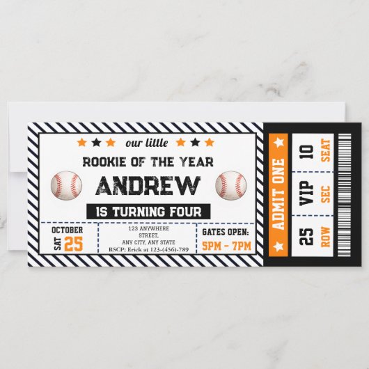 Personal Baseball ticket birthday invitation 招待状 (正面)