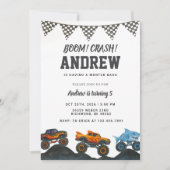 Personal Bash Monster Truck Birthday Party  招待状 (正面)