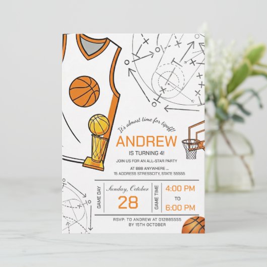 Personal basketball birthday invitation 招待状 (スタンド正面)