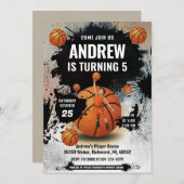Personal Basketball Birthday Invitation Sport 招待状 (正面/裏面)