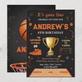 Personal Basketball Birthday Invitation Template 招待状 (正面/裏面)