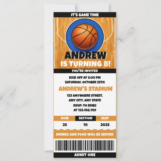 Personal Basketball Fan's Birthday Ticket 招待状 (正面)