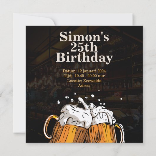 Personal Birthday invitation beer 招待状 (正面)