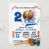 Personal Born Two Ball Birthday 招待状 (正面/裏面)