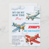 Personal Boy 1st Airplane kid Birthday 招待状 (正面/裏面)