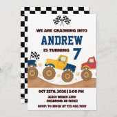 Personal Boy Monster Truck Birthday Party  招待状 (正面/裏面)