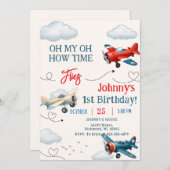 Personal Boy Time Flies 1st Birthday 招待状 (正面/裏面)