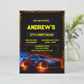 Personal Boys Racecarスポーツ誕生日の招待状 招待状 (スタンド正面)