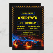Personal Boys Racecarスポーツ誕生日の招待状 招待状 (正面/裏面)