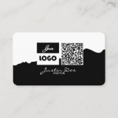 Personal business card with QR code Black & White 名刺 (正面)