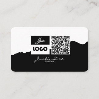 Personal business card with QR code Black & White 名刺