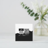 Personal Calling Card with QR code Black & White コーリングカード (スタンド正面)