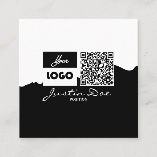 Personal Calling Card with QR code Black & White コーリングカード (正面)
