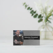 Personal Chefダイヤモンドプレートカスタム写真QRコード 名刺 (スタンド正面)