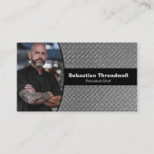 Personal Chefダイヤモンドプレートカスタム写真QRコード 名刺 (正面)