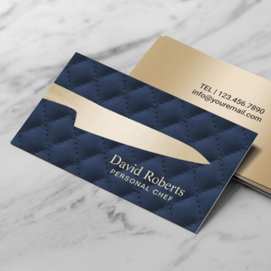 Personal Chef Catering Gold Knife Navy Blue 名刺