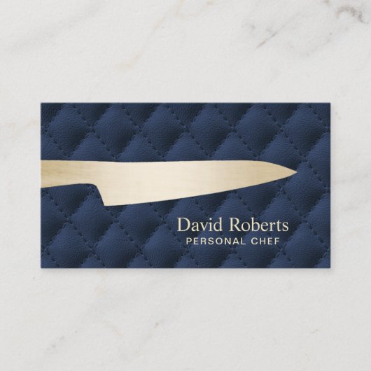 Personal Chef Catering Gold Knife Navy Blue 名刺 (正面)