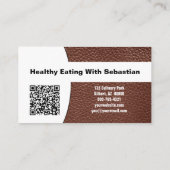 Personal Chef Custom Photo Brown Leather QR Code 名刺 (裏面)