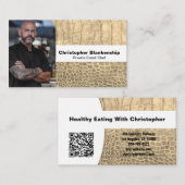 Personal Chef Tan Snake Skin カスタムPhoto QR Code 名刺 (正面/裏面)