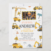 Personal Construction Birthday Party with Image 招待状 (正面)