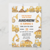 Personal Construction Boys Modern Birthday Party 招待状 (正面)