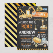 Personal Construction Dump Truck Birthday  招待状 (正面/裏面)