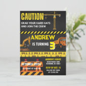 Personal Construction Yellow Building Birthday 招待状 (スタンド正面)