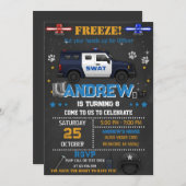 Personal Cop Police Birthday Party for Kid 招待状 (正面/裏面)